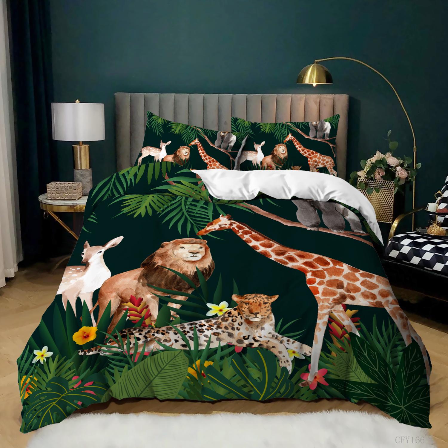 

Tropical Rainforest Animal 3D Quilt Cover Three-piece Bedding 135 * 200 (two-piece set)