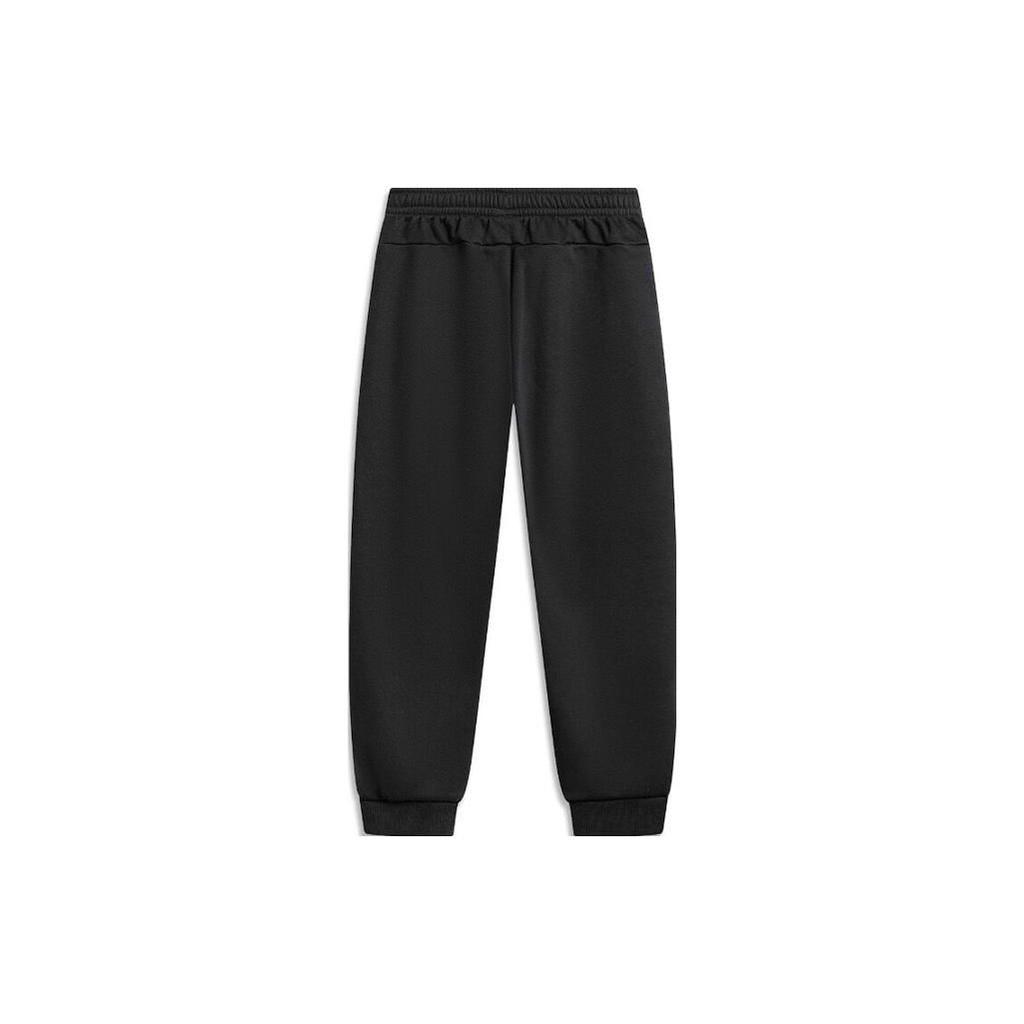 Li-Ning Solid Color Elastic Waist Loose Fit Tapered Knit Sports Pants Unisex bottoms Black AKLT809-1