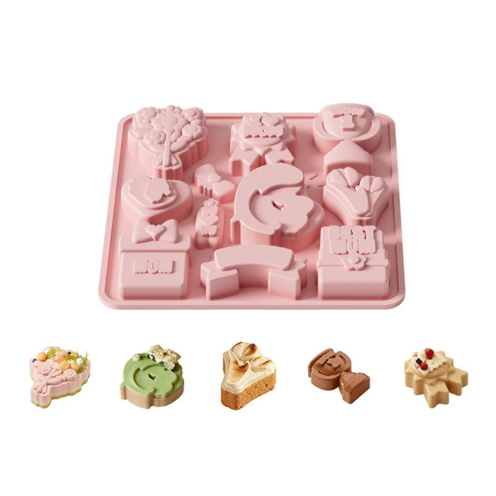 3D Mother s Day Theme Baking Mold Non-stick Silicone Candy Mold Chocolate Mould  Household розовый