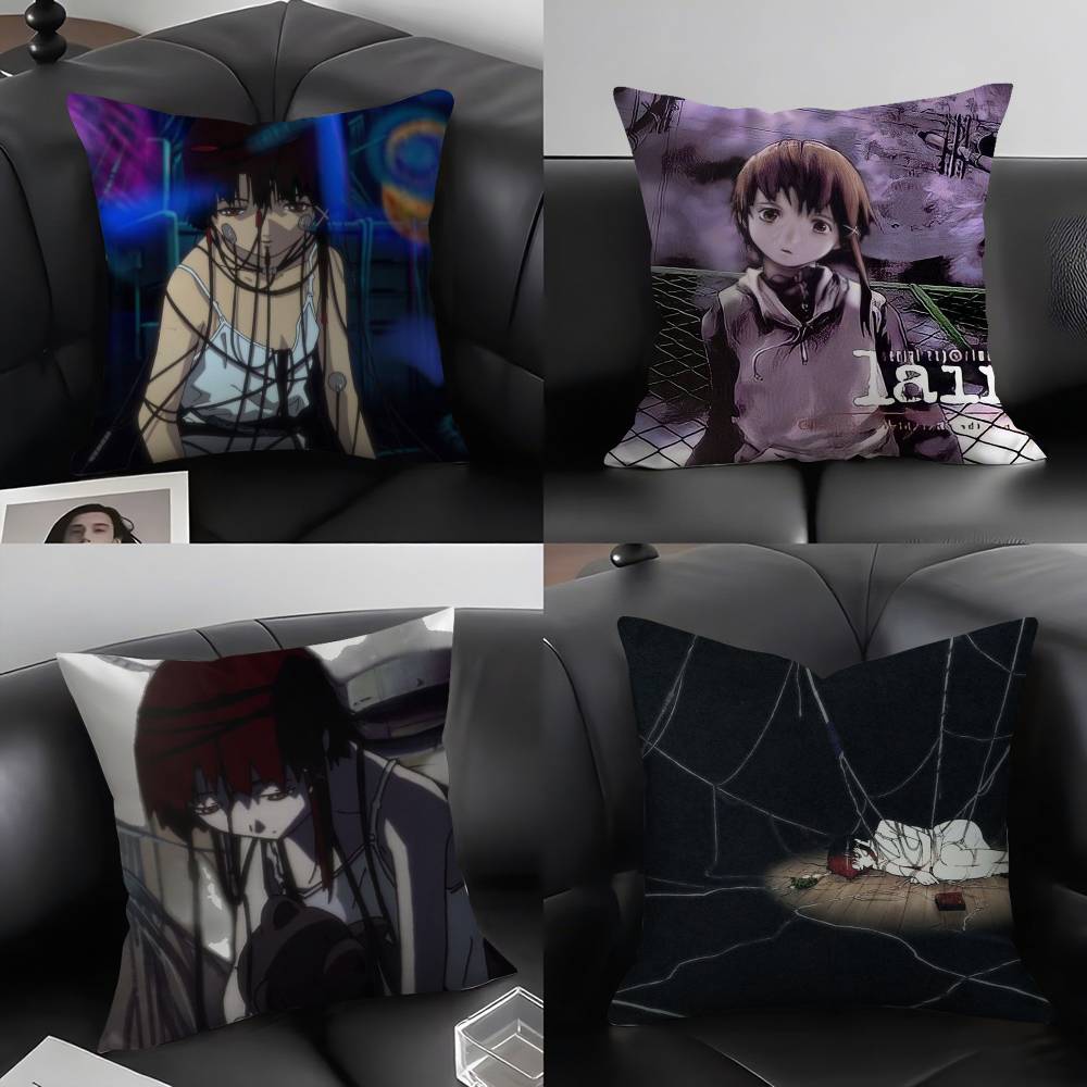 S-Serial Experiments L-Lain Pillow Case Home Dorm Chair Back Short Plush Double-sided Printing Office Nap Time Cushion Cover