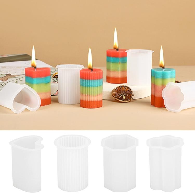 4 Stück Gestreifte Zylinder Silikon Kerzenformen für handgemachte Kerzen Seife Epoxidharz Silikonformen für Kunsthandwerksprojekte
