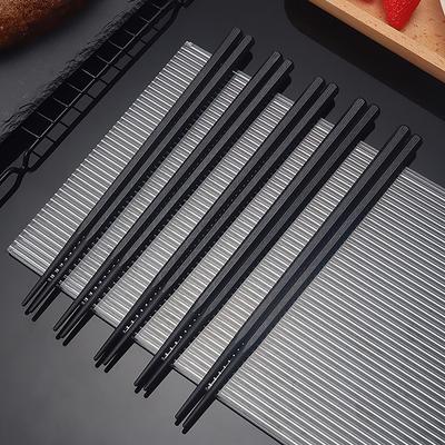 1 Pairs Alloy Chinese Chopsticks Food Japanese Sushi Sticks Reusable Non Slip Dishwasher Safe Bamboo Shape Food Grade Chopsticks