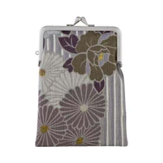 Noren Mini Pouch Retro Flower Design Made In Japan with a Japanese Pouch for Small and Pencils (A7 Size, - Black) / Pattern, Multi-Purpose Items,