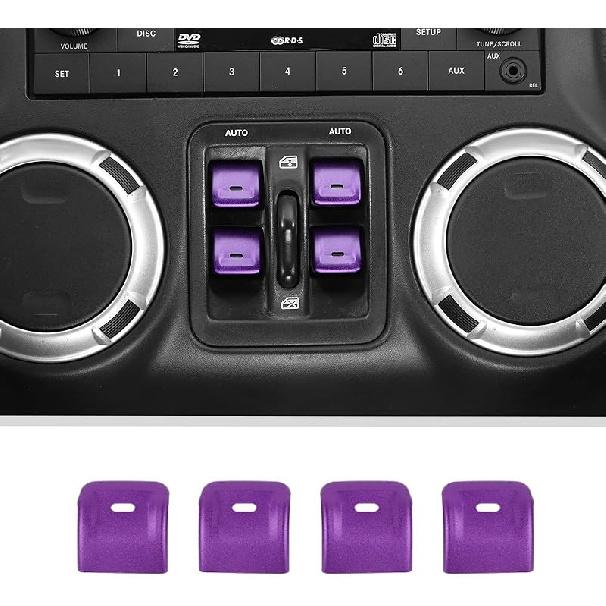 JWWY for JK Center Console Window Control Switch Knob Protection Cover Trim Compatible with 2012-2017 Jeep Wrangler JK KU Interior Accessories