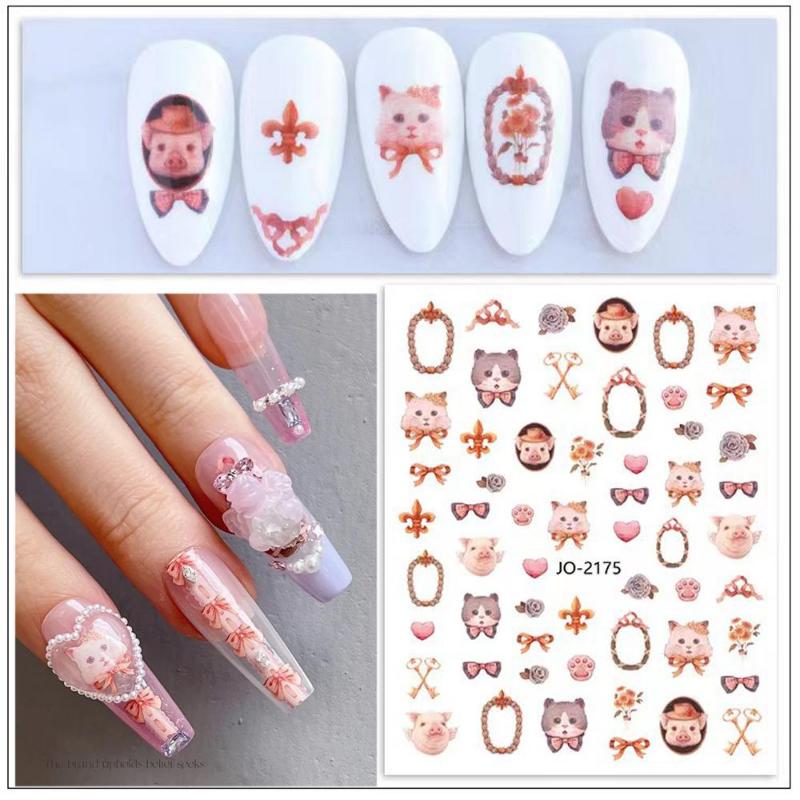 Fashion Rabbit Pattern Nail Sticker 3D Nail Art Decal Gel Polish Sticker Nail Art Decor Kalkomanie