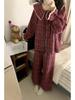 Christmas Red Plaid Lace Pajama Set: Large Lapel, Long Sleeve & Pants for Girls – Perfect for Autumn & Spring