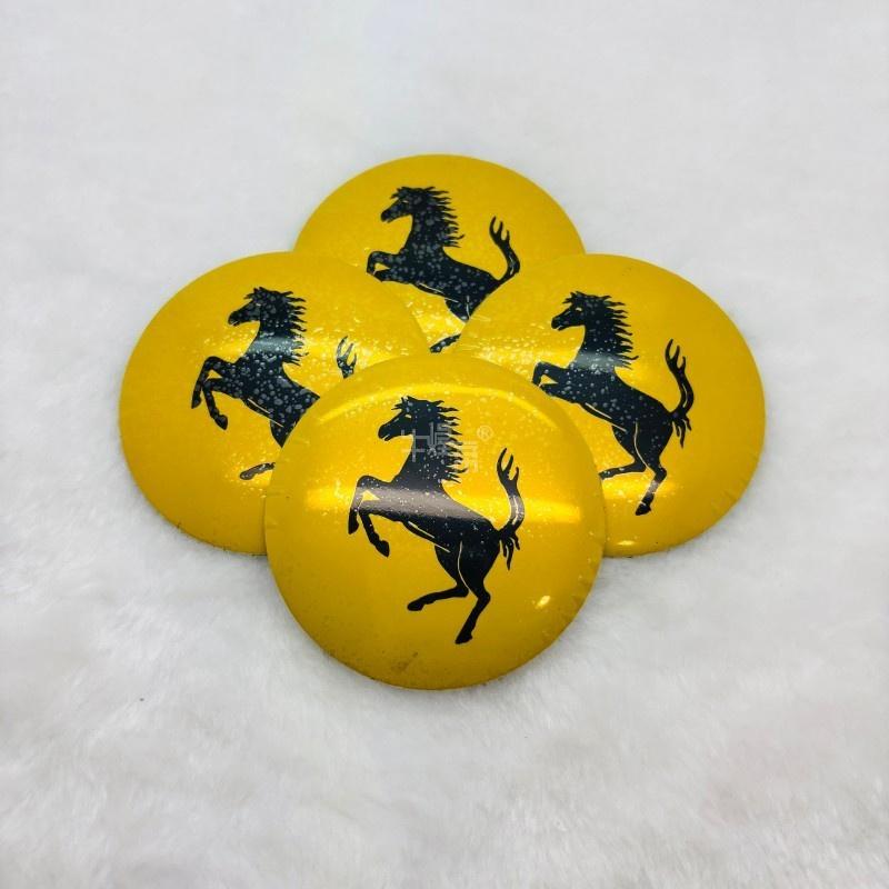 4Pc 56mm/60mm/65mm For Ferrari Horse Donkey Ferrari Donkey Badge Emblem Car Wheel Hub Center Caps Rim Cover Stickers AccessoriesQ6 FRDC5