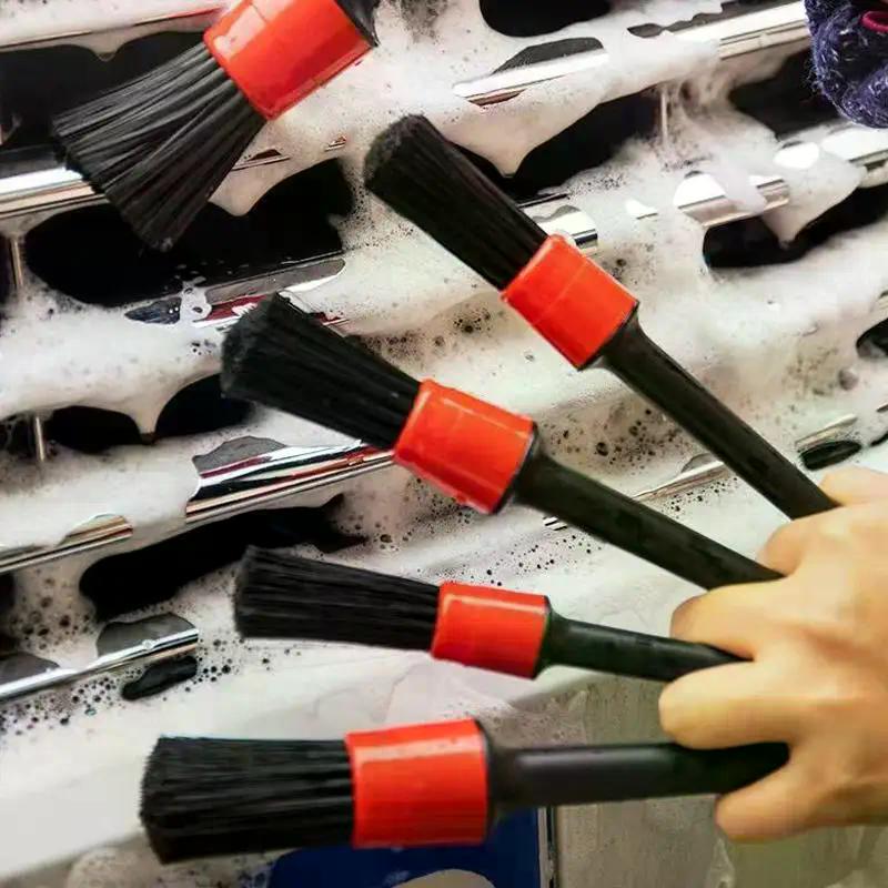 5PCS Car Detailing Brush Set Premium Fiber Multifunction Cleaning Brush For Cleaning Wheels Engine Interior Air Vents Wash Kit