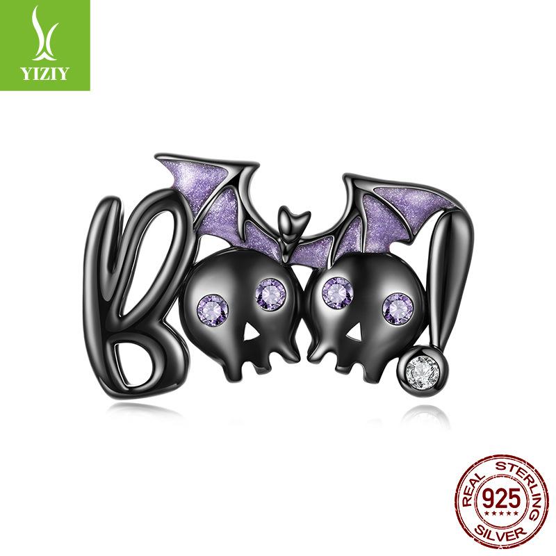 Halloween Dark Sub-Bat Beading Accessories Personality Mysterious S925 Sterling Silver Beads Beading