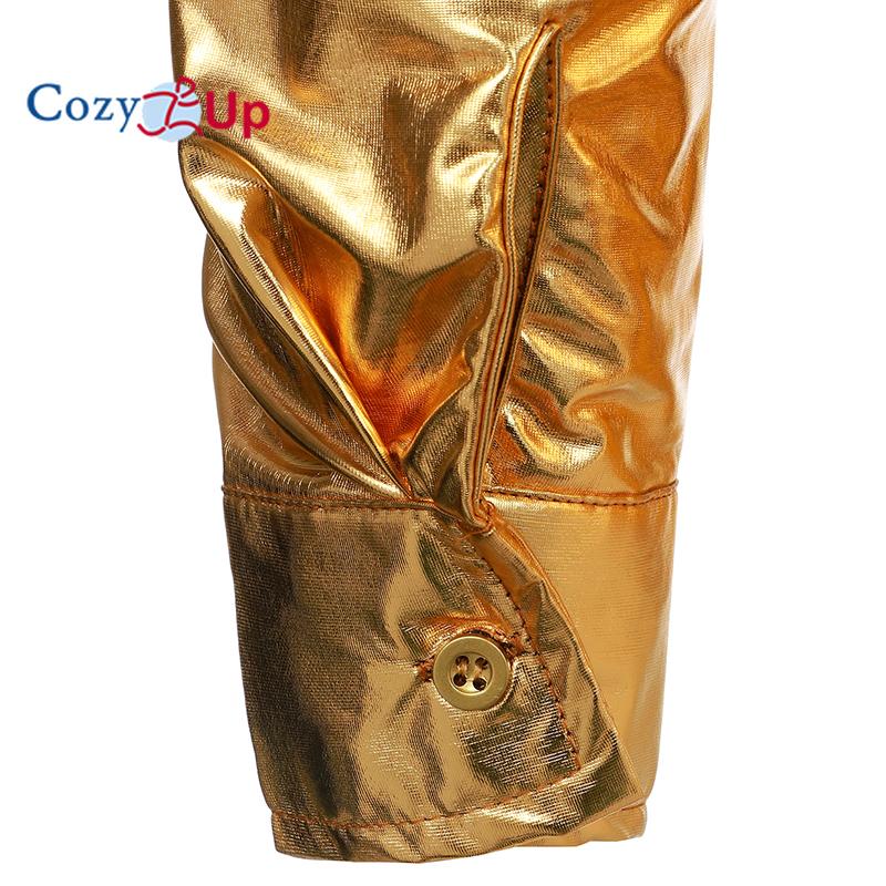 Cozy Up Men's Metallic Disco Shiny Slim Fit Long Sleeve Button Down Nightclub Party Shirts