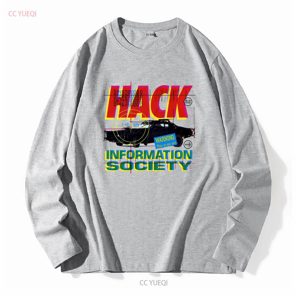 INFORMATION SOCIETY HACK NEW WHITE T SHIRT long or short sleeves vintage Washed Comfortable graphic Top For Everyday Wear Soft