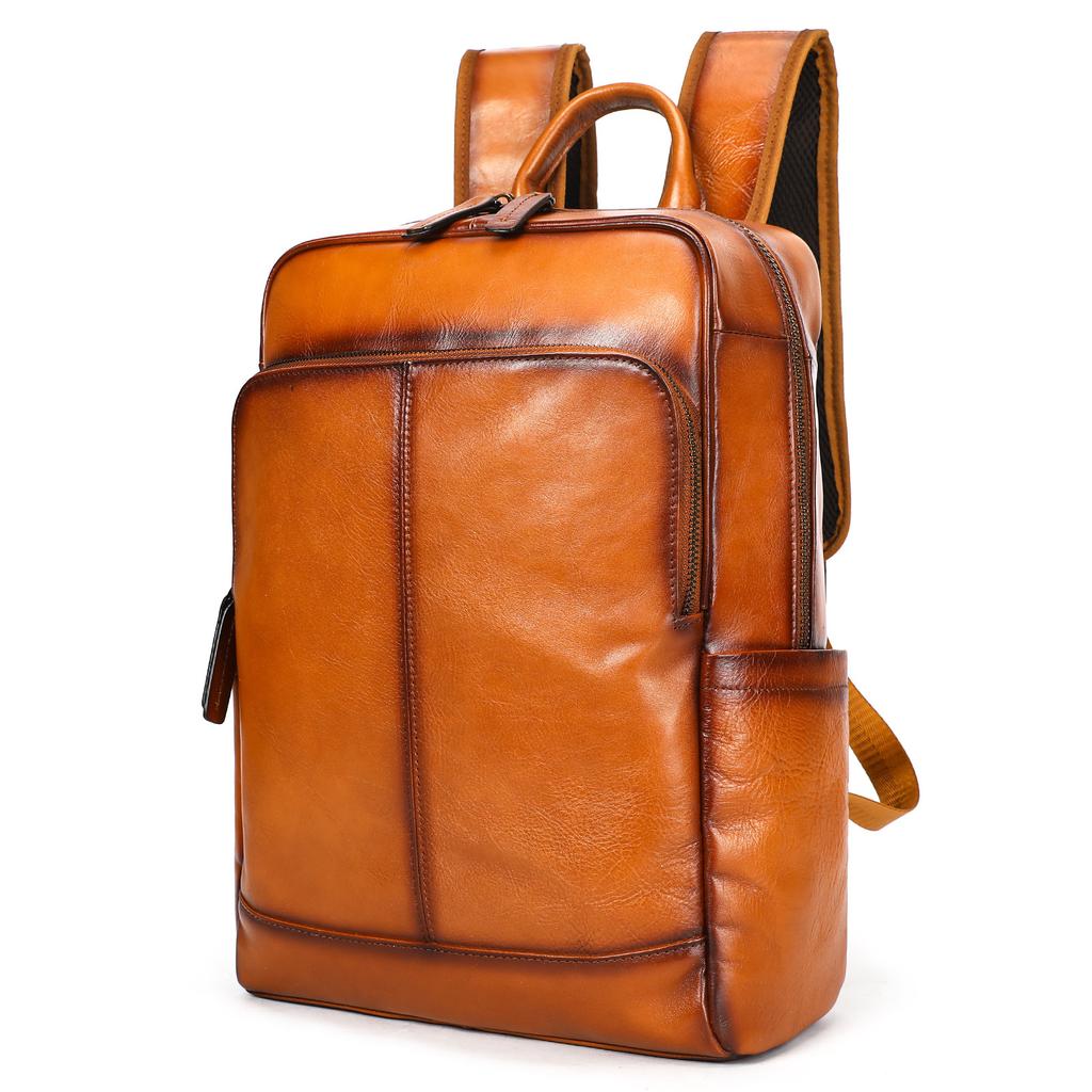 Hot Selling Men's Backpack, Business Casual Top Layer Cowhide Backpack, College Student 14 Inch Computer Backpack