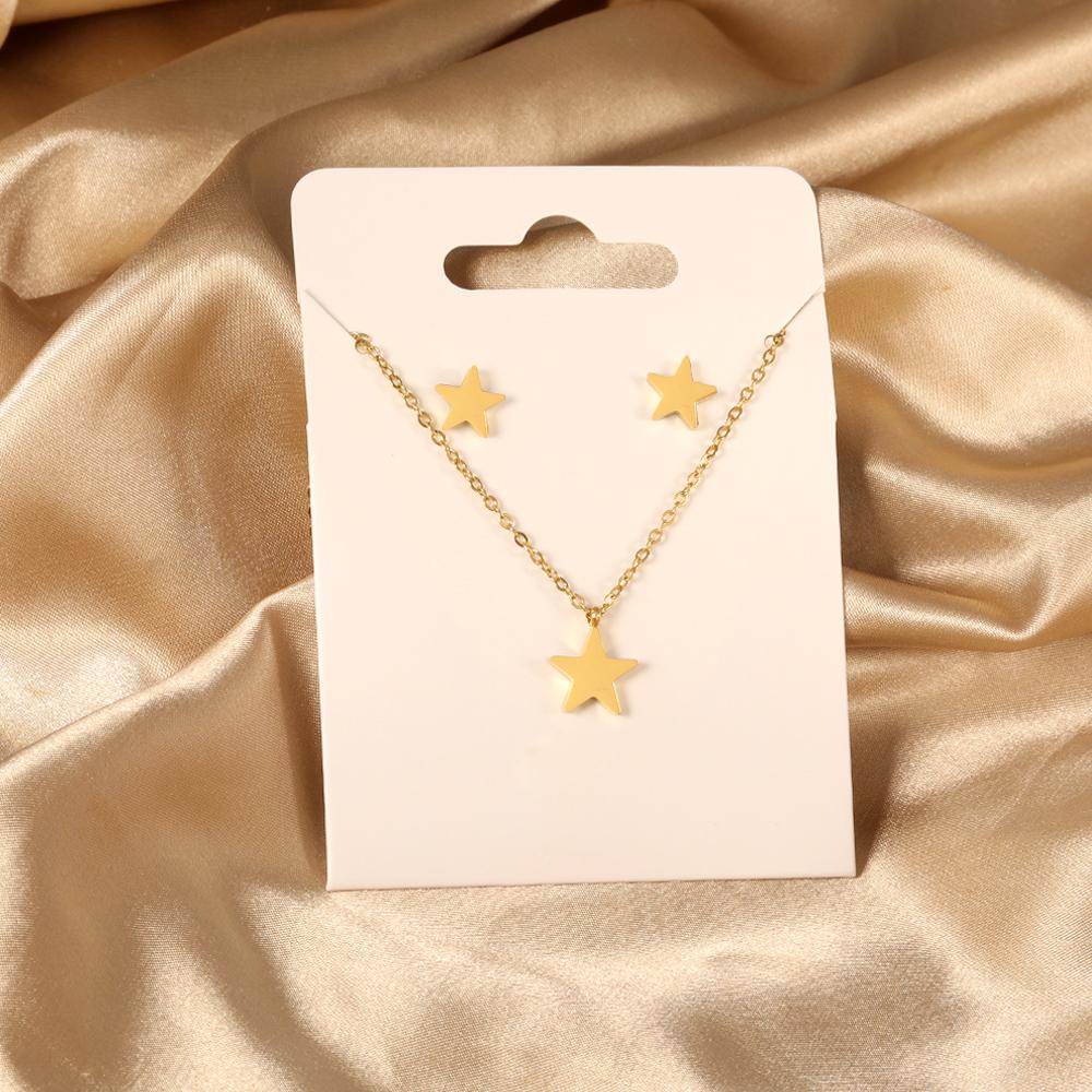 Trendy Love Heart Necklaces Zircon Sets For Women Stainless Steel copper Plated 2 Pieces Pendant Necklaces And Earrings Sets