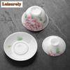 135ml Chinese Hand-painted Peony Gaiwan Elegant White Jade Mud Porcelain Tea Tureen Tea Brewing Cover Bowl Tea Services Gifts