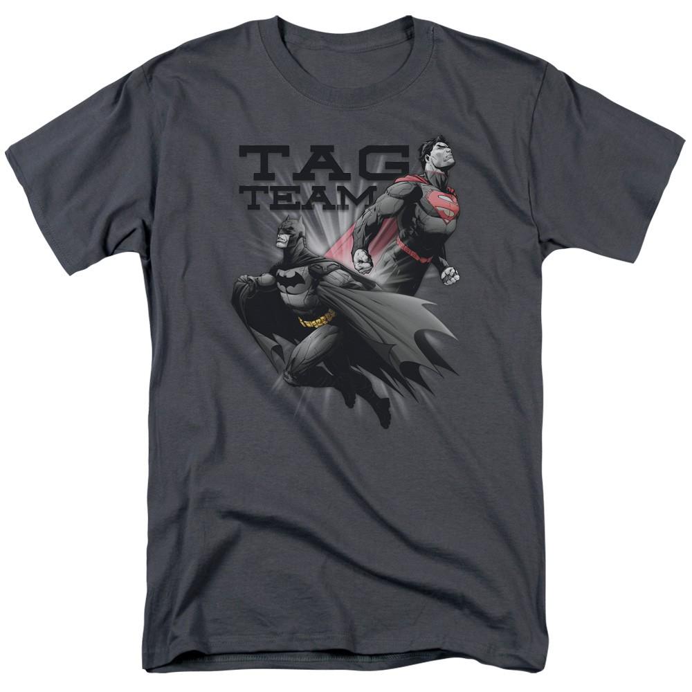DC Comics - Justice League - Tag Team - Adult Unisex Short Sleeve T-Shirt - Gray XL