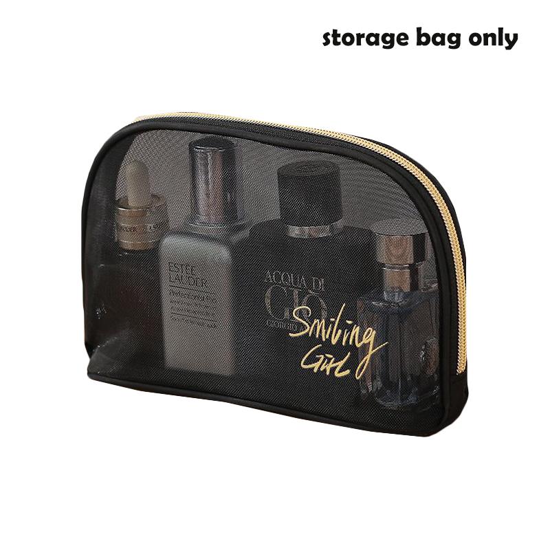 Mesh Bag Cosmetic Makeup Zipper Black Pouch Travel Toiletry Storage Tools Beauty