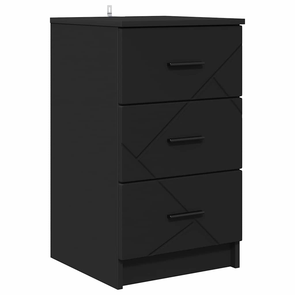 Nightstand with Drawers Black 38 x 38 x 66 cm Engineered Wood