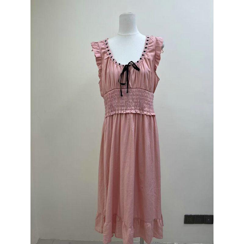American Original Tipsy Rose Sweet Princess Style Gentle Pure Cotton Dress Lace-up Girly Heart Long dress