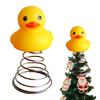 Christmas Duck Tree Topper Yellow Duck Figurine with Spring Xmas Tree Top Decoration for Indoor Outdoor Holiday Party Decor