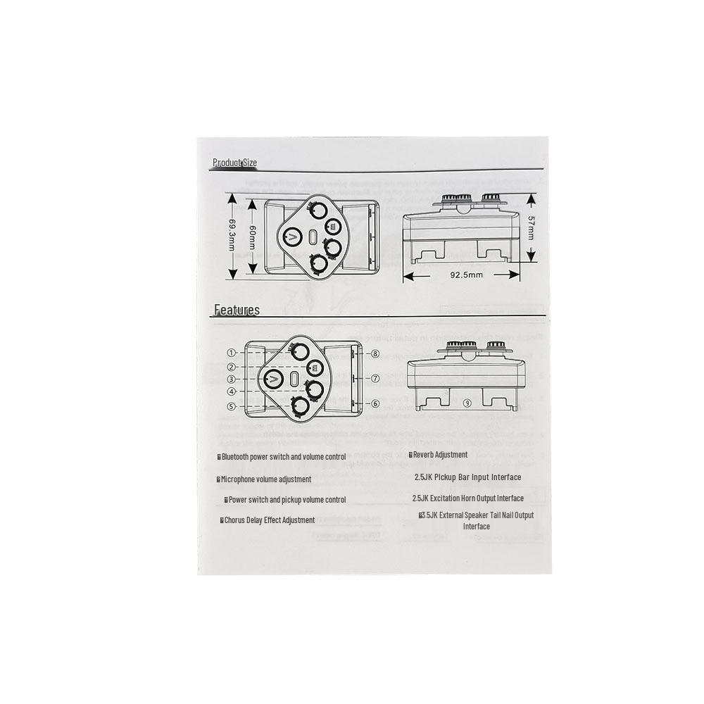 MANNIWC Acoustic Guitar Bluetooth Pickup with Body Shake, Tap Plate, Reverb, Chorus, and Delay Functions