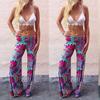 Women Bohemia Long Pants Floral Print Straight Casual Loose Trousers With Micro Fiber Material