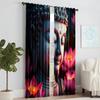 2 Pcs   Versatile Polyester Transparent Curtains for Home Decoration Lotus Flower (2) for Use In Bedrooms and Living Rooms