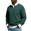 Men's Waffle Textured Half Zip Sweatshirt Stand Collar Long Sleeve Casual Pullover