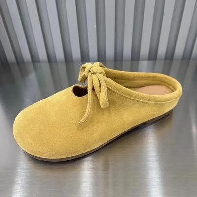 2024 New Fashion Solid Color Versatile Round Toe Comfortable Women's Slippers Lace Up for Casual Outerwear Zapatos De Mujer