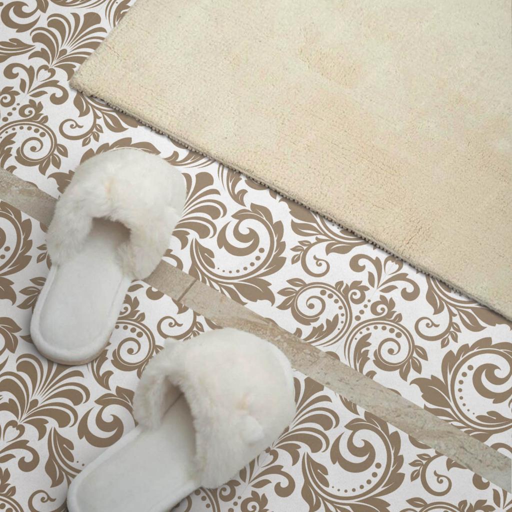 Pack of Vinyl Tiles With Pattern Self-Adhesive For Bedroom Plant Pattern With Ornaments 4X50X50 Cm