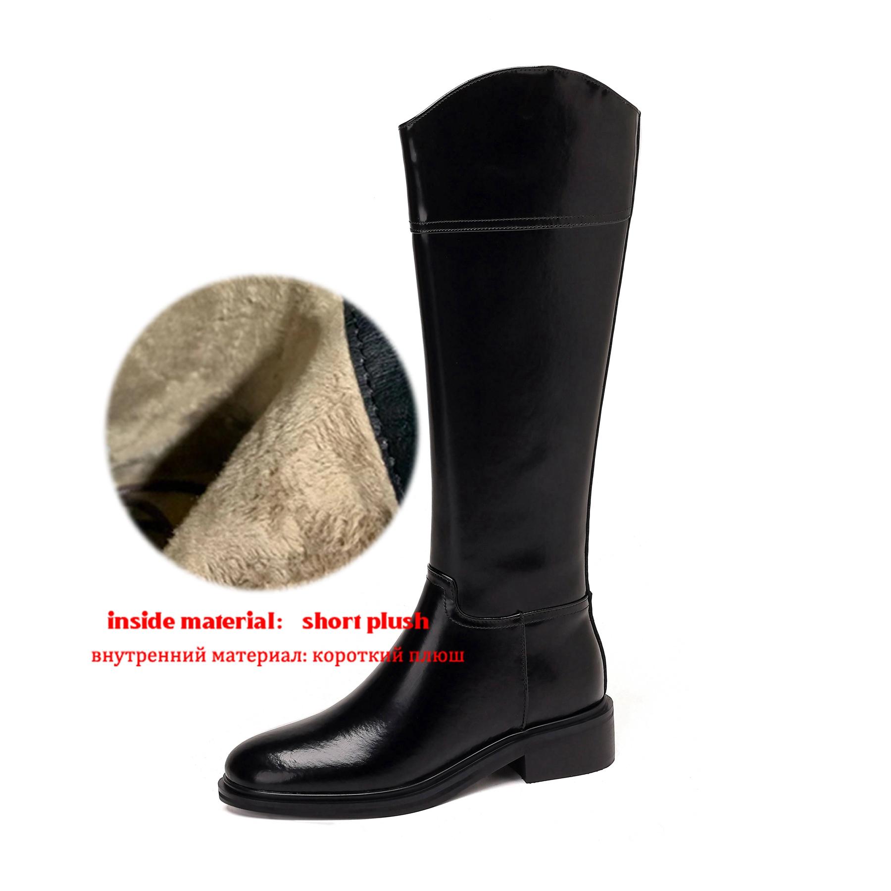 

Krazing Pot Cow Split Skin Round Toe Med Heels Knight Boots Size 46 Size 45 Zip Plus Size Women Sewing Thigh High Boots 40