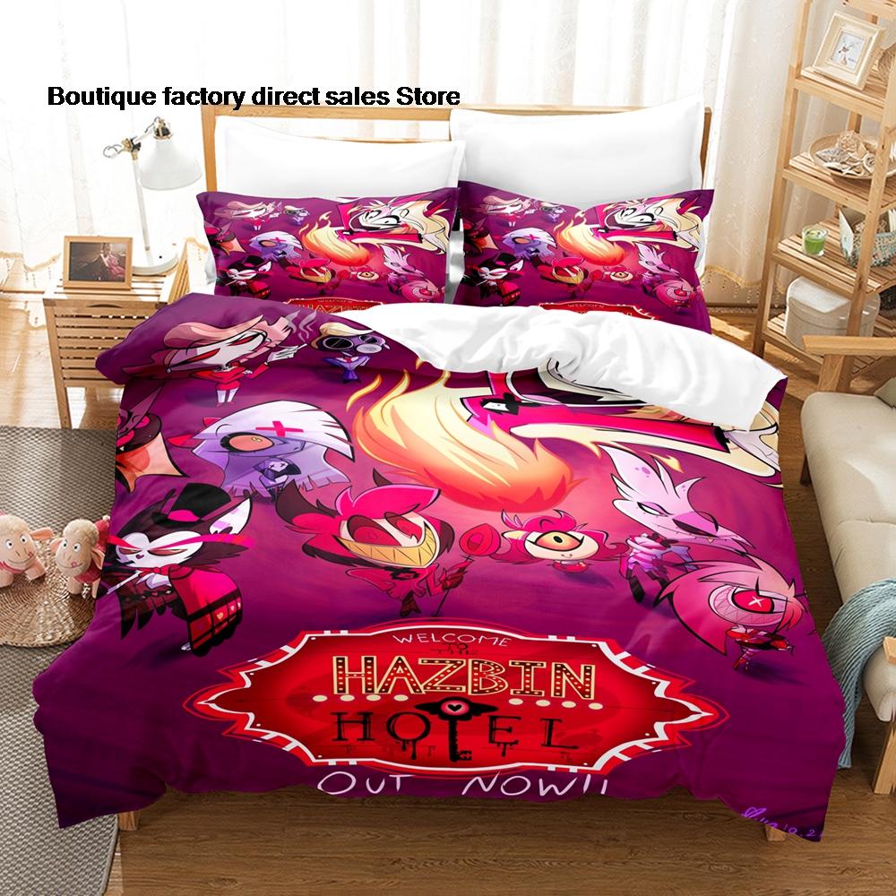 Anime Print Duvet Cover All Sizes Customizable for Fans BedroomHotHazbin Hotel Charlie Bedding Set 3PCS