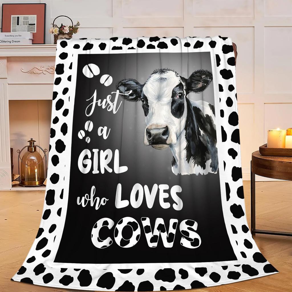 Cute Highland Cow Fleece Blanket Soft Cozy Farm Animal Flannel Throw Blanket for Farmhouse Bedroom Sofa Couch Outdoor Travel