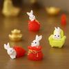 Charming Cartoon Resin Rabbit Figurine New Year Good Luck Bag For Home Decor