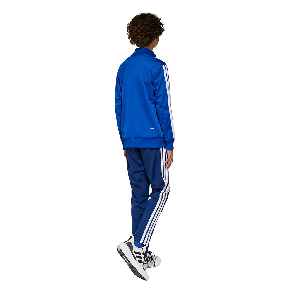 Adidas TIBE Tracksuit Team Royal Dark Size 130 Kids' Set, Unisex, KQG66, Top Blue/White/Glow Blue, Bottom Blue/White (JC7518),