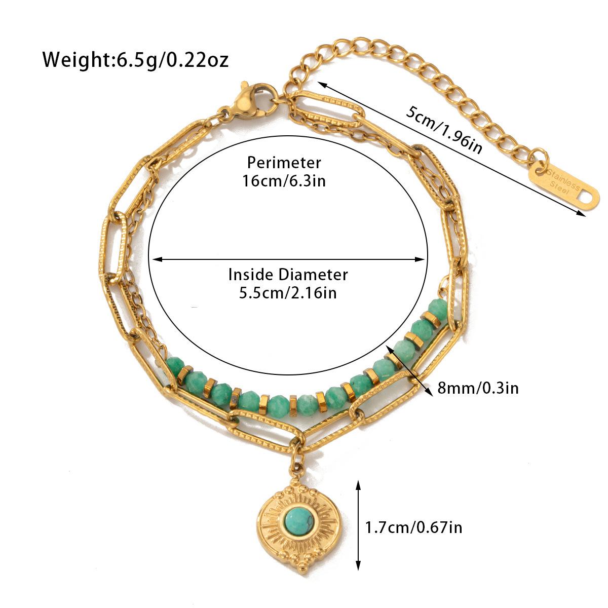 Explosive Titanium Steel Bracelet Bohemian Style Natural Stone Beaded Bracelet Double layered Women s Bracelet
