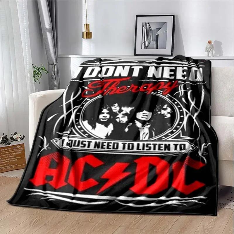 ACDC Pattern Throw Blanket Light Weight Blanket for Living Room Bedroom Kidsroom Warm Blanket Christmas Gift