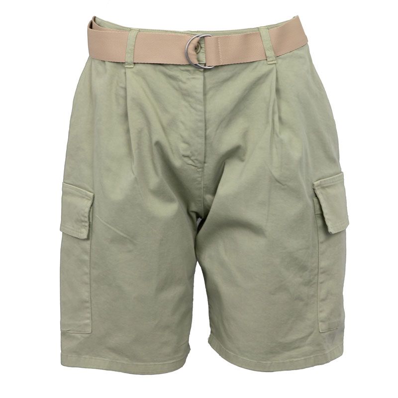 Short semolina kaki taille haute avec ceinture Femme PLEASE