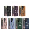 Suitable for Samsung S25ultra Powerful Magnetic Suction Mobile Phone Case S24 Metal Bracket S23plus Anti Fall Leather Case