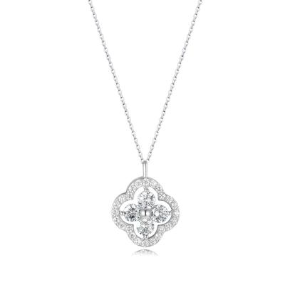 [Free Bird] 4-Leaf Clover Necklace for Women - "Symbol of Good Fortune" White Pendant, Sterling Silver 925, Hypoallergenic, Zirconia, Birthday Gift Fo