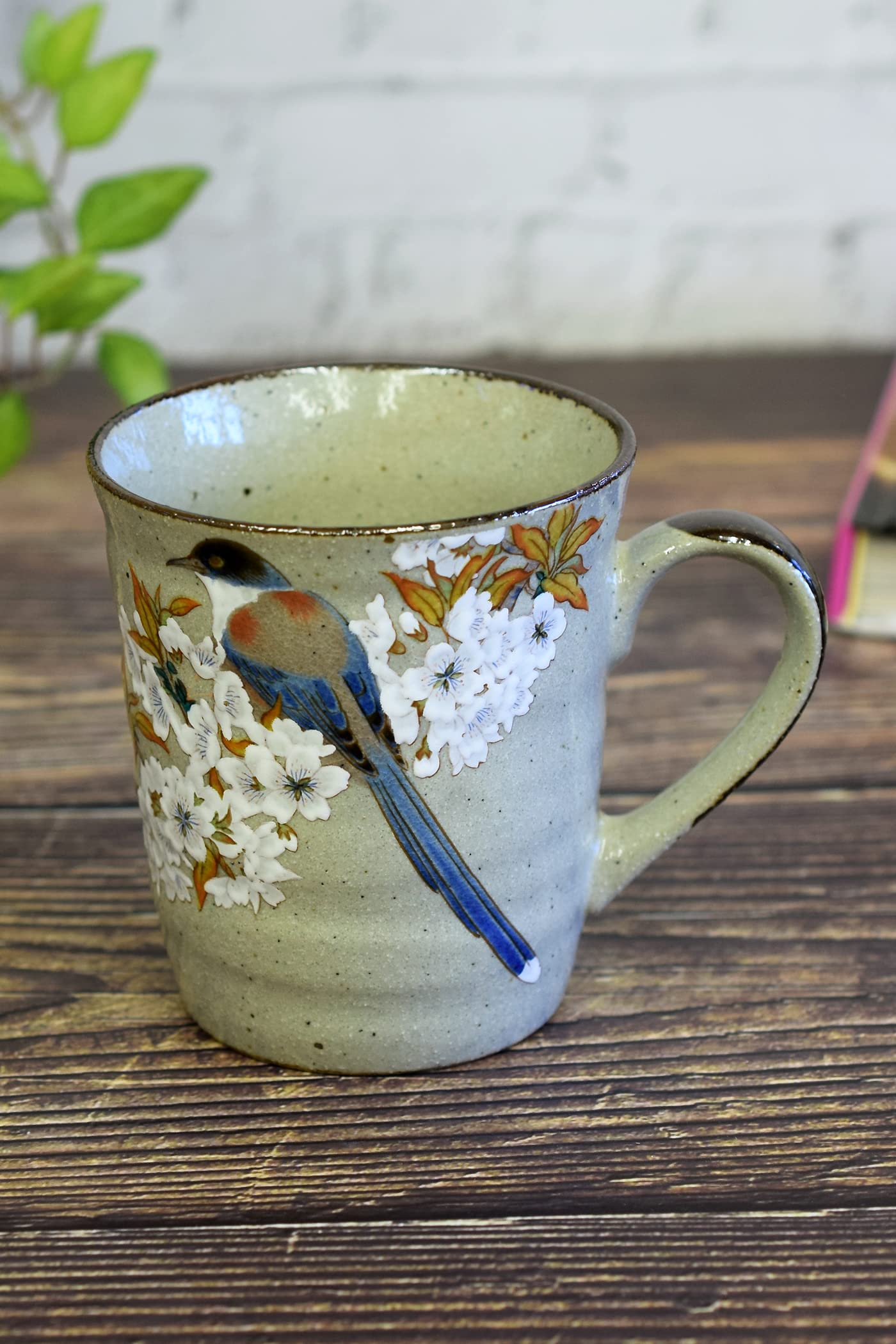 

Waza no Kura Stylish Kutani Ware Mug with Mountain Cherry Blossoms and Birds, Premium Brand, Made in Japan, Perfect as a Birthday Gift, 60th Birthday,