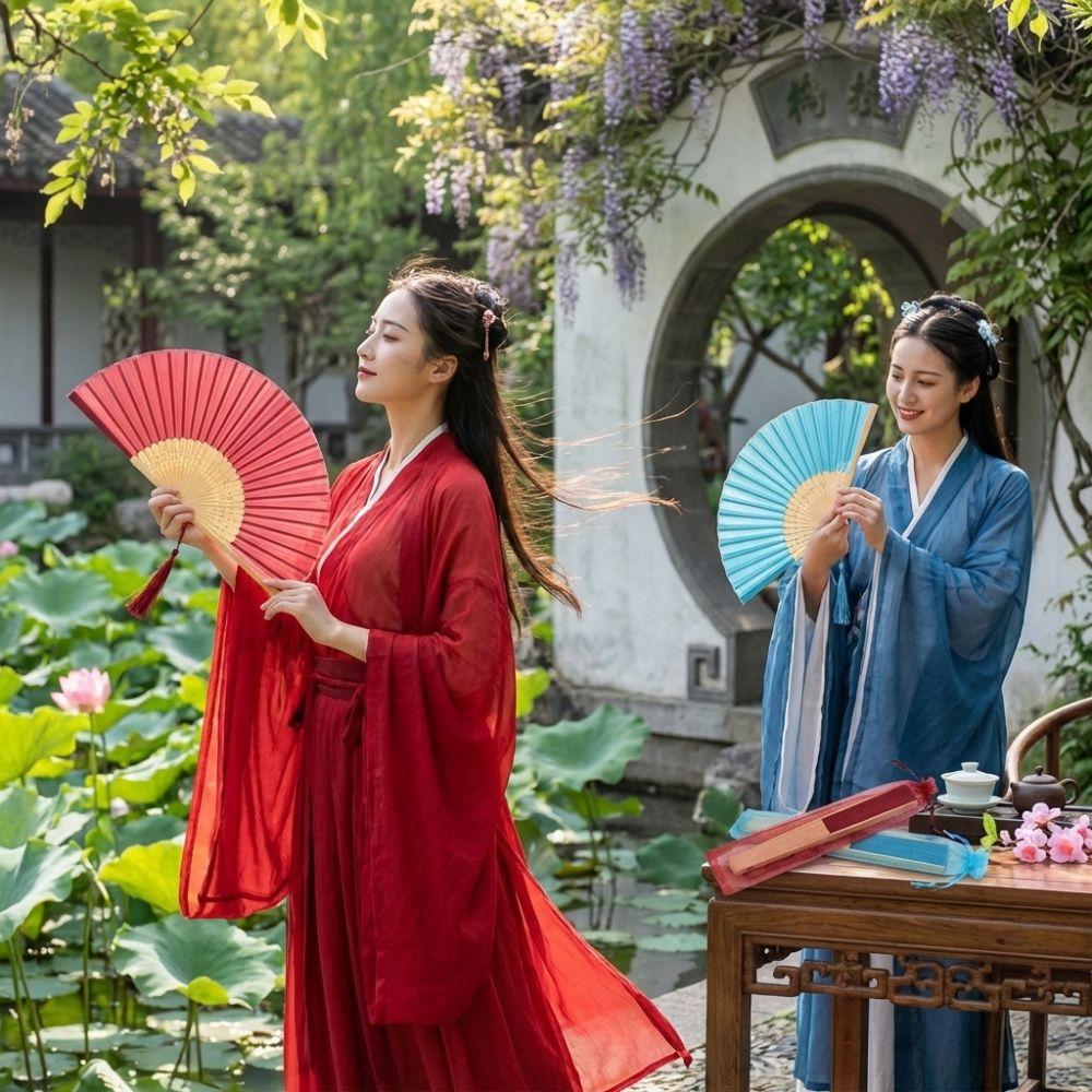 Wear Resist Folding Fan Cooling Tool Bamboo Hand Fan Fashionable Silk Hand Fan Festival Party