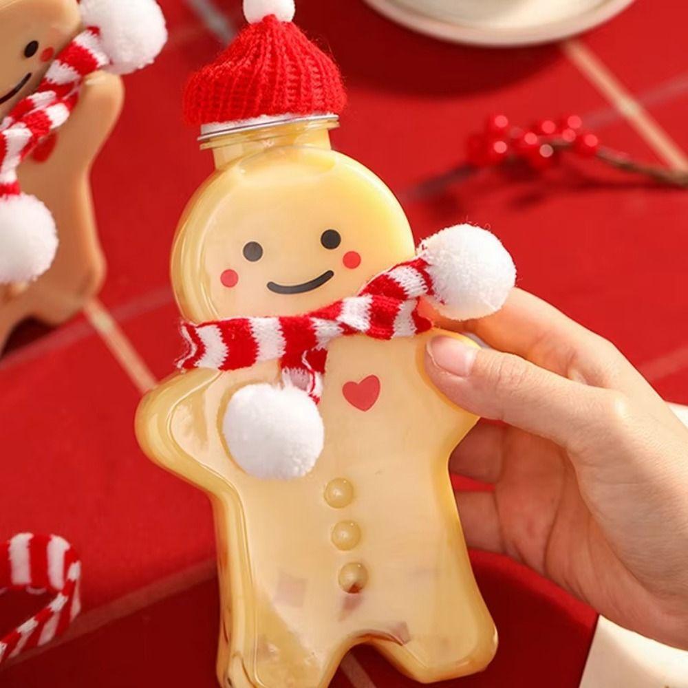 Transparent Gingerbread Bottle Brown Christmas Decoration Candy Juice Coffee Bottle  Child Gift