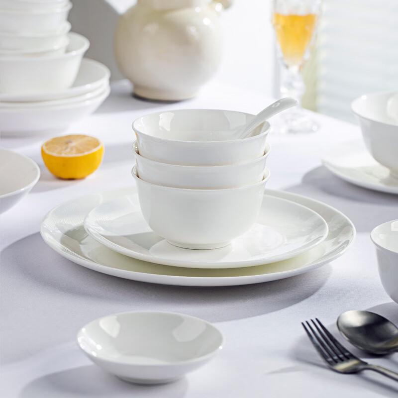 Service de table en porcelaine osseuse blanc pur sous glaçure Ruhan Jingdezhen