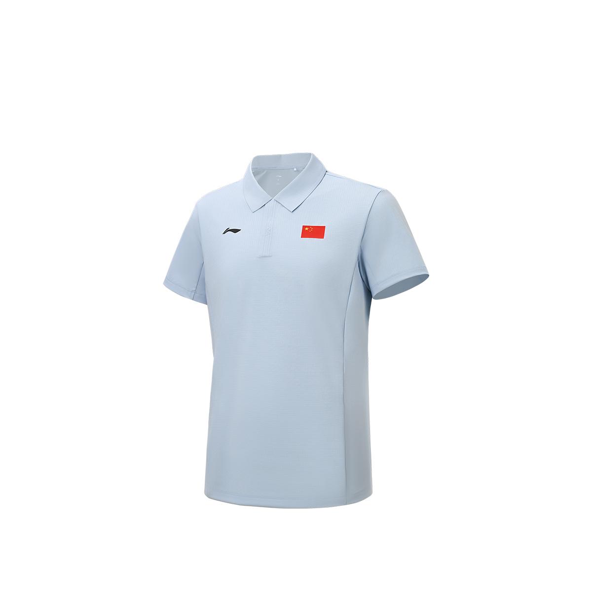 

Li Ning Серия Glory Gold Standard Спортивная футболка-поло с коротким рукавом Cool Dry, скрытая пуговица, влагоотводящая, мужская, небесно-голубая, APLW069-2 S