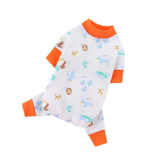 Yousheng Pet Cloth Round Neck Four-Legs Cartoon Pattern Puppy Bread Clothes Summer Pet Pajamas for Indoor