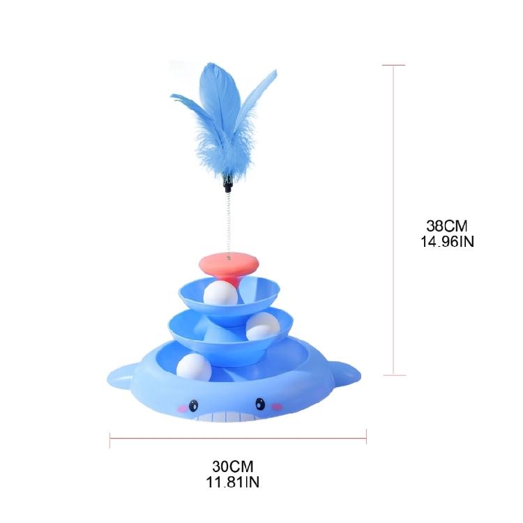 Interactive Cat Toy 3 Level Tower Turntable Ball Track Toy with 3pcs Ball