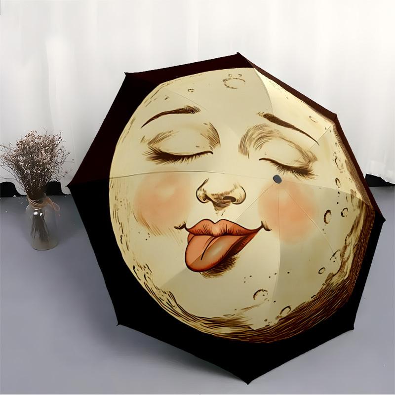 1pc Abstract Expression Automatic Open/Close Umbrella with Windproof, Functional Design, 8-Rib Sturdy Canopy