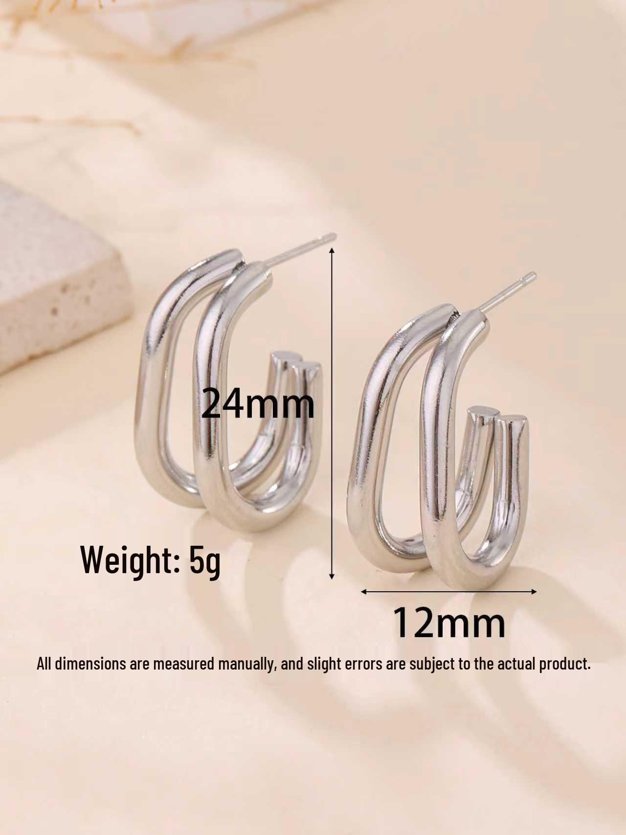 European and American Minimalist Geometric Stainless Steel Line Earrings