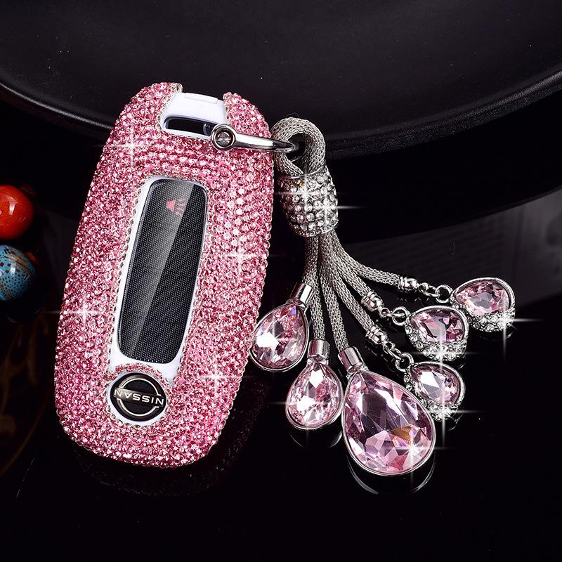 Women's Diamond Car Key Cover for Nissan 14th Gen Sylphy, Qashqai, Teana, X-Trail, Tiida, Murano, Terra