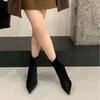 Fashion SUOJIALUN 2025 New Brand Women Ankle Boots Fashion Pointed Toe Ladies Elegant Short Boots Shoes Med Thin Heel Ladies Chelsea Boo